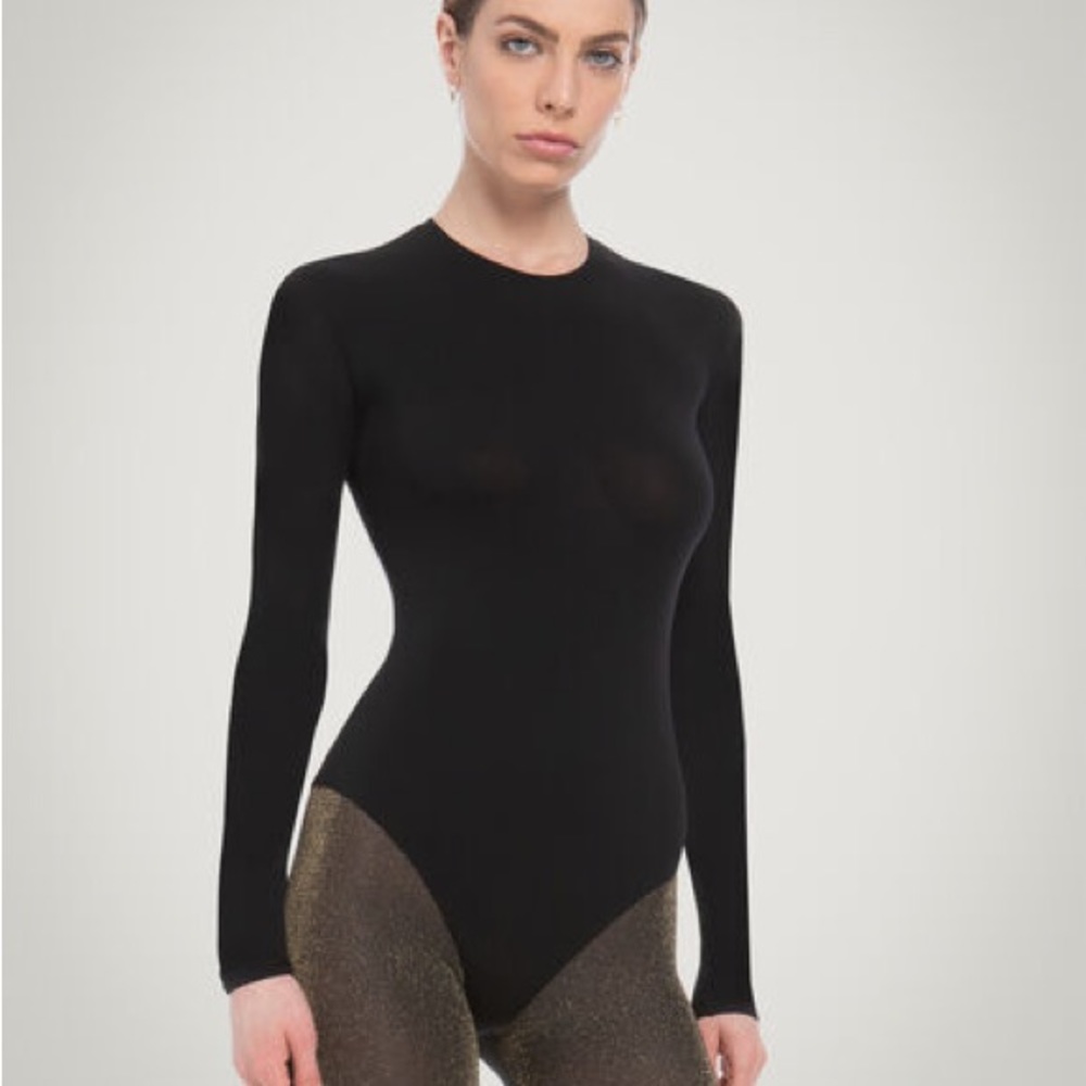 WOLFORD Black Berlin Bodysuit Round Neck Size L